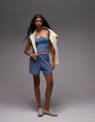 Topshop towelling stripe co-ord in blue | ASOS (Global)