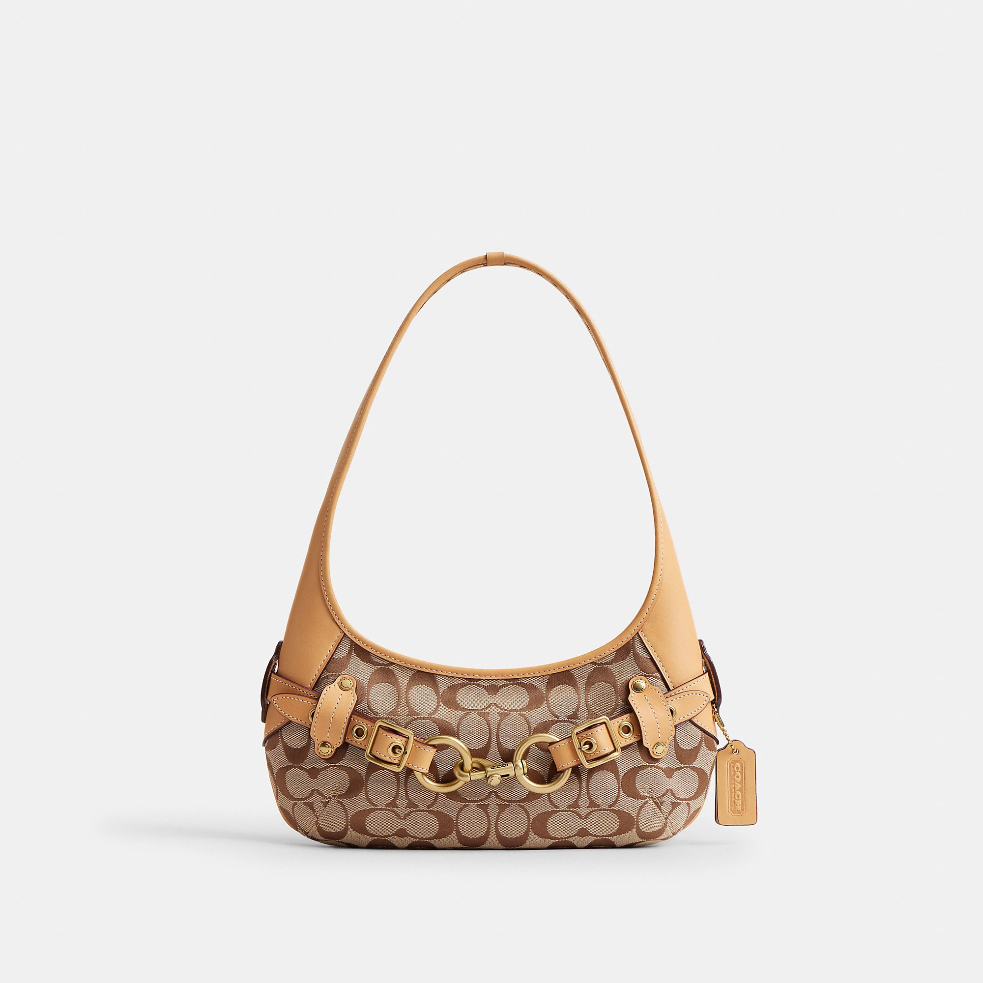 Coach Belted Ergo Shoulder Bag 26 In Signature Jacquard - Women's - Brass/khaki Light Peach | Coach (US)