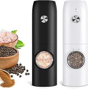 Electric Salt and Pepper Grinder Set-Rechargeable Automatic Pepper Mill Grinder with LED Home Gif... | Amazon (US)