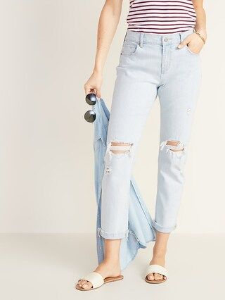 Mid-Rise Distressed Boyfriend Jeans for Women | Old Navy US