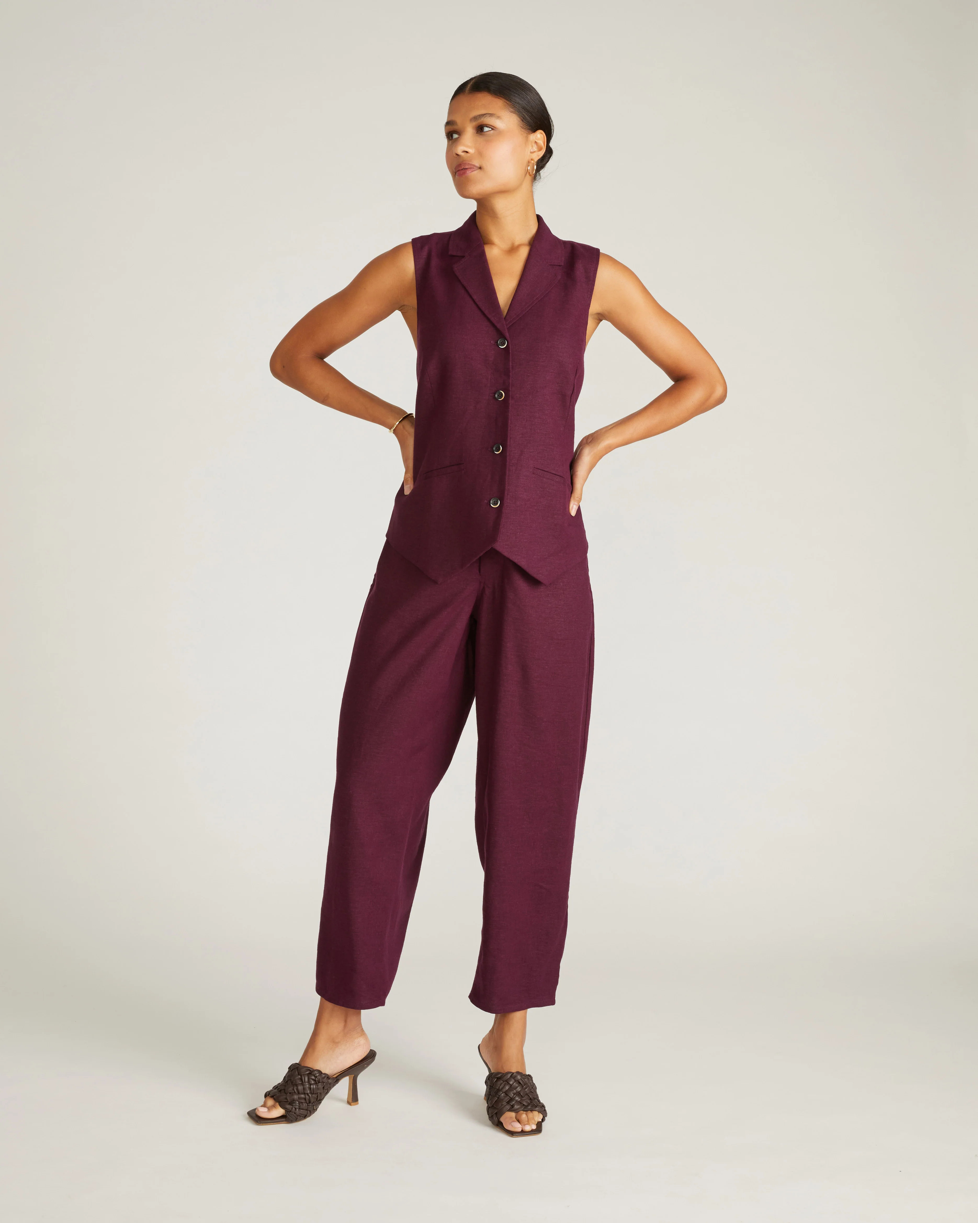 Lou Barrel Leg Linen Pants - Acai | Universal Standard