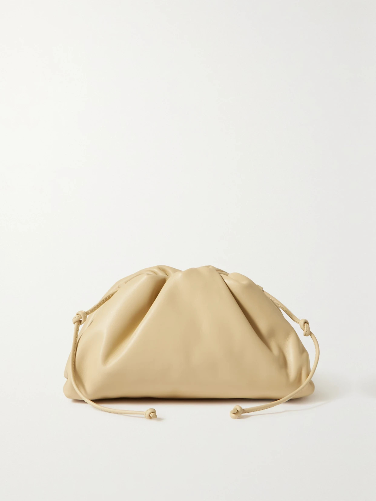 Bottega Veneta - The Pouch Small Gathered Leather Clutch - Beige | NET-A-PORTER (UK & EU)