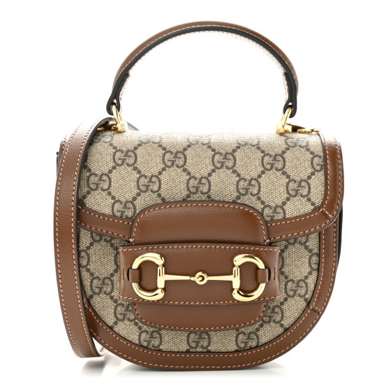 GG Supreme Monogram Mini Top Handle Horsebit 1955 Crossbody Bag Beige Brown Sugar | FASHIONPHILE (US)