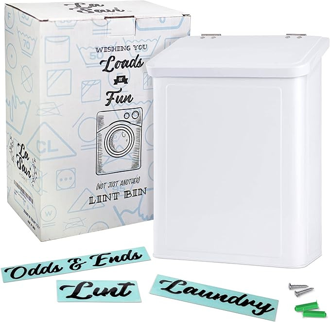 Magnetic Lint Bin for Laundry Room in White – Metal Laundry Room Decor and Accessories Washer D... | Amazon (US)