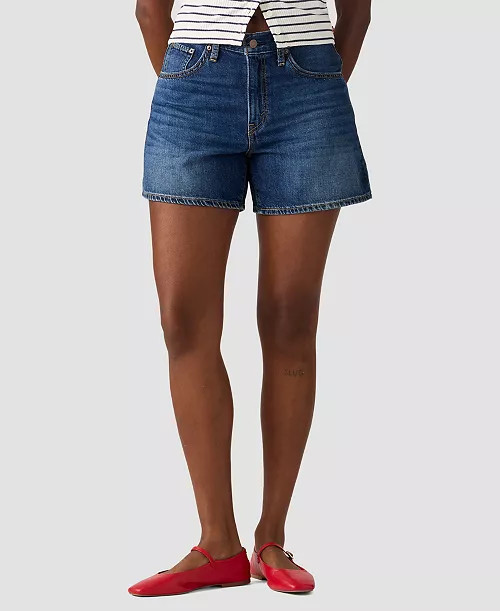 Women's Cotton Cinch-Waist Denim Shorts | Macy's