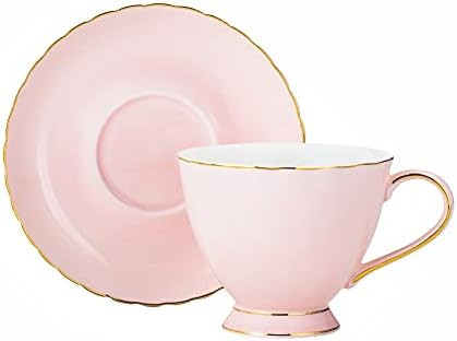 MOSTDEN Fine Bone China Tea Cup 6-Piece Coffee Cup/ Tea Cup Set ,2 Cups 2 Saucers 2 Teaspoons Vin... | Amazon (US)