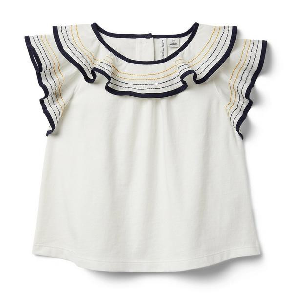 Ruffle Contrast Stitch Top | Janie and Jack