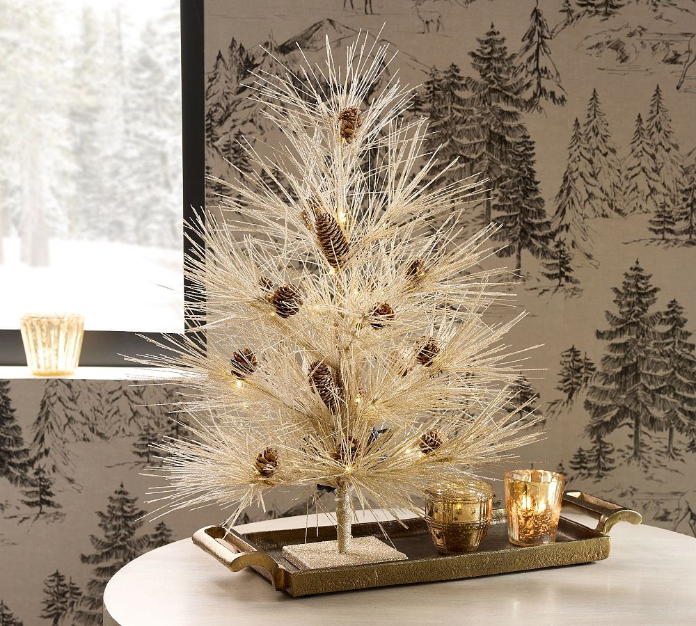 Lit Tinsel Pinecone Tree | Pottery Barn (US)
