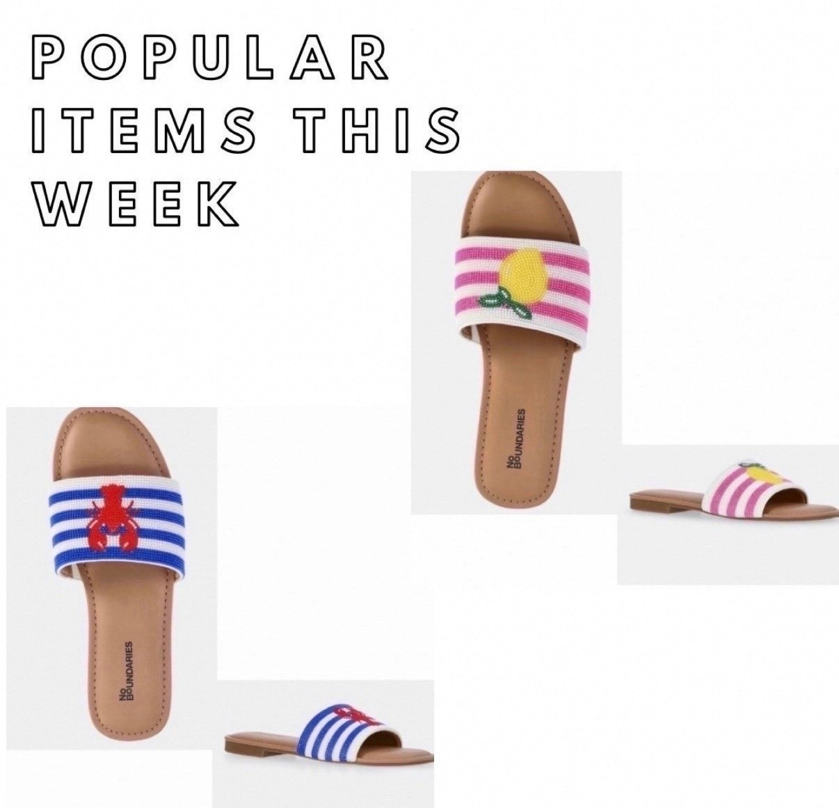 Sandals - found your summer sandals at an amazing price and with a  designer look.  I have both and I love them. 


#lobster #slides #walmart #sandals
#under25 #budgetfriendly #lemon #july4th #fourthofjuly #summeroutfit #vacationoutfit

#LTKU #LTKOver40 #LTKSeasonal