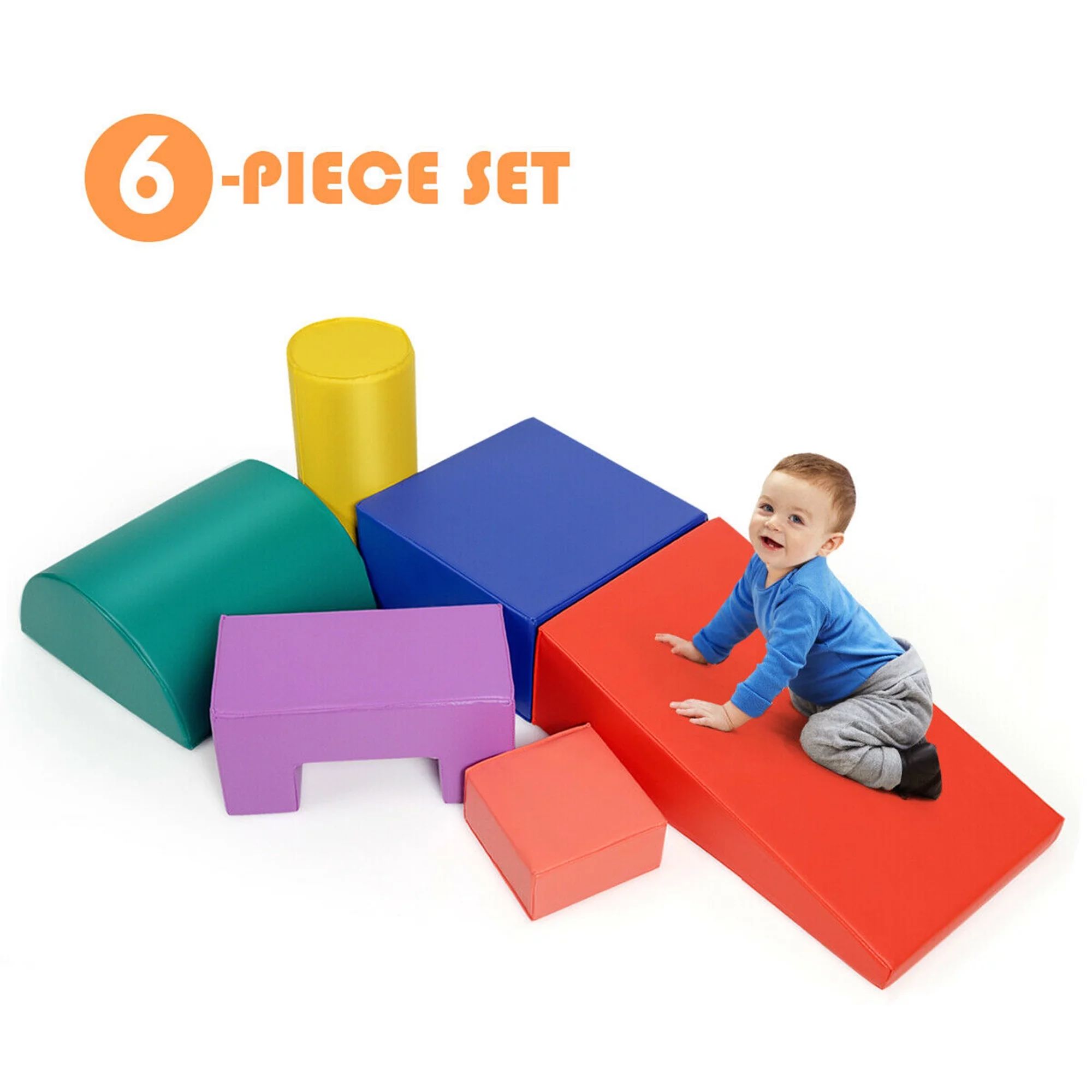 Gymax 6 Piece Climb Crawl Play Set Indoor Kids Baby Toddler Soft Safe Foam Blocks Toys | Walmart (US)