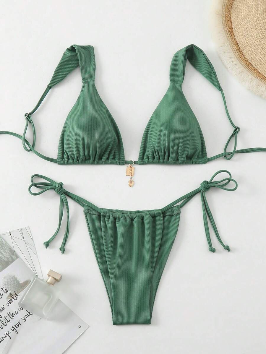Women's Solid Color Ruched Sexy Bikini Set For Summer Beach | SHEIN