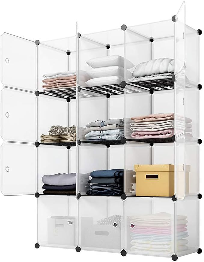 KOUSI Portable Storage Cubes-14 x14 Cube (12 Cubes)-More Stable (add Metal Panel) Cube Shelves wi... | Amazon (US)