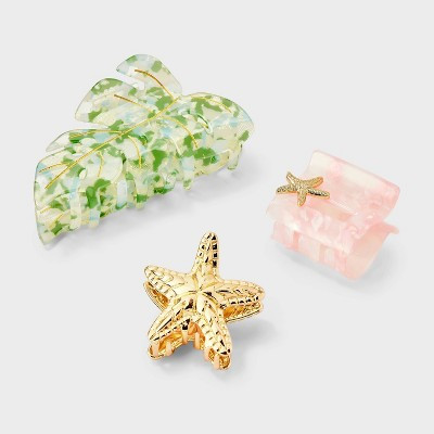 Beachy Claw Hair Clips 3pc Set - A New Day™ Multicolor | Target