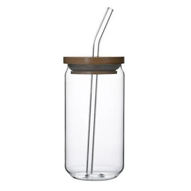 Drinking Glass Mugs with Bamboo Lids and Straws 470ml Drinking Jar Wide Mouth Drinking Clear Glas... | Walmart (US)