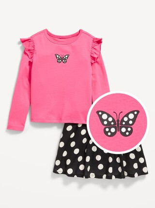 Long-Sleeve Ruffle T-Shirt and Skirt Set for Toddler Girls | Old Navy (US)