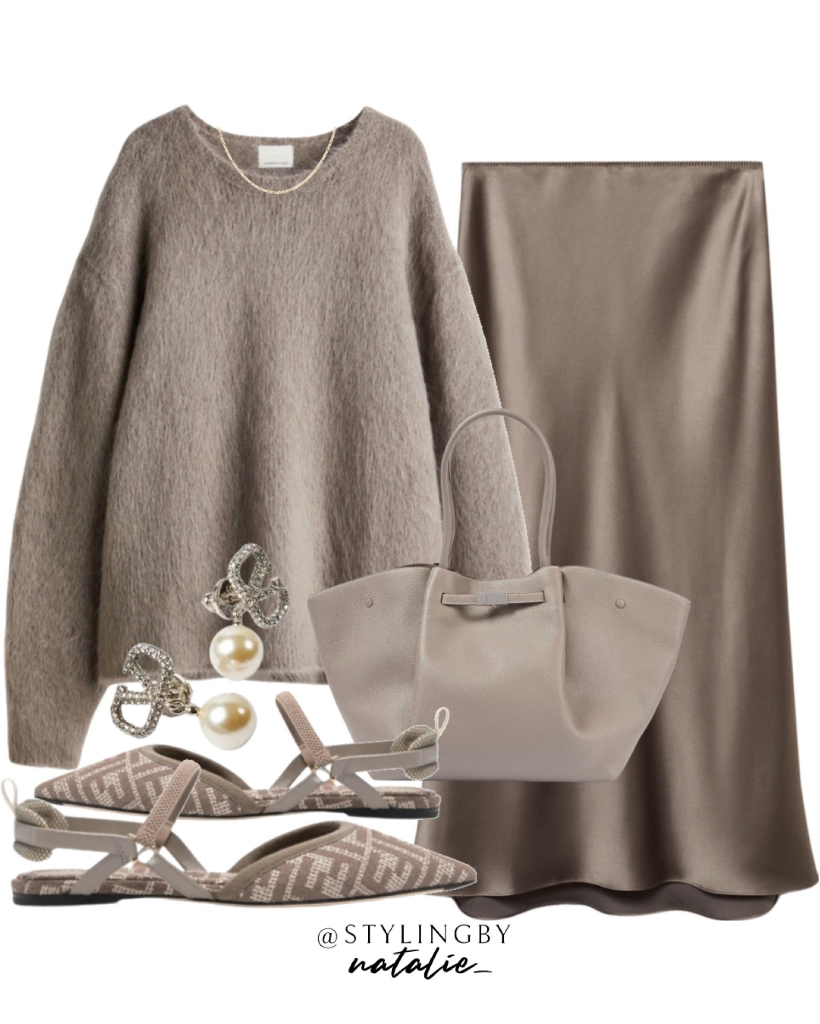 Mohair jumper, satin skirt, fendi ballet flats, Demellier tote bag, pearl earrings. Autumn outfit, fall outfit, casual chic, work wear.

#LTKworkwear #LTKautumn #LTKstyletip