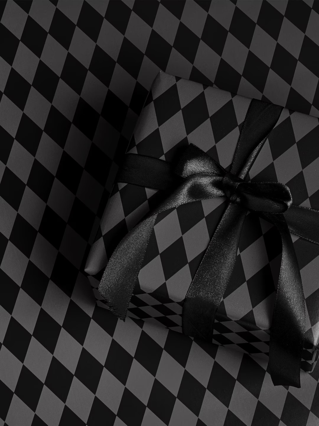 Midnight Luxe Black Harlequin Wrapping Paper, Modern Monochromatic Checkered Luxury Christmas Gif... | Etsy (US)