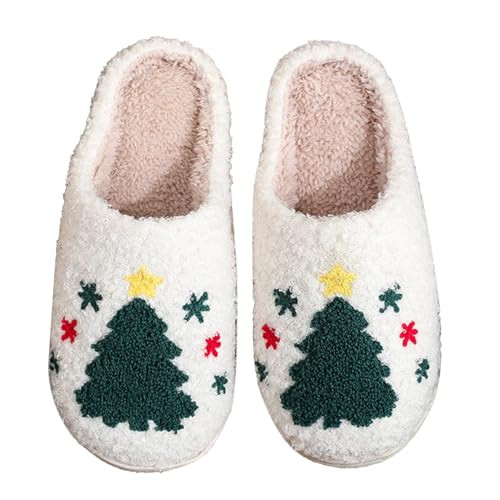 Christmas Slippers for Womens Mens Slippers Plant Slippers Fruit Slippers Soft Plush Comfy Slippers Vintage Foam Memory Slippers Indoor Household Slippers Cloud Slip On Slipper Christmas Tree 37-38 | Amazon (US)