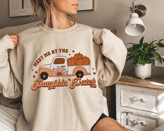 Meet Me At The Pumpkin Patch Sweatshirt, Fall Halloween Sweatshirt, Pumpkin Patch Shirt, Fall Gra... | Etsy (US)