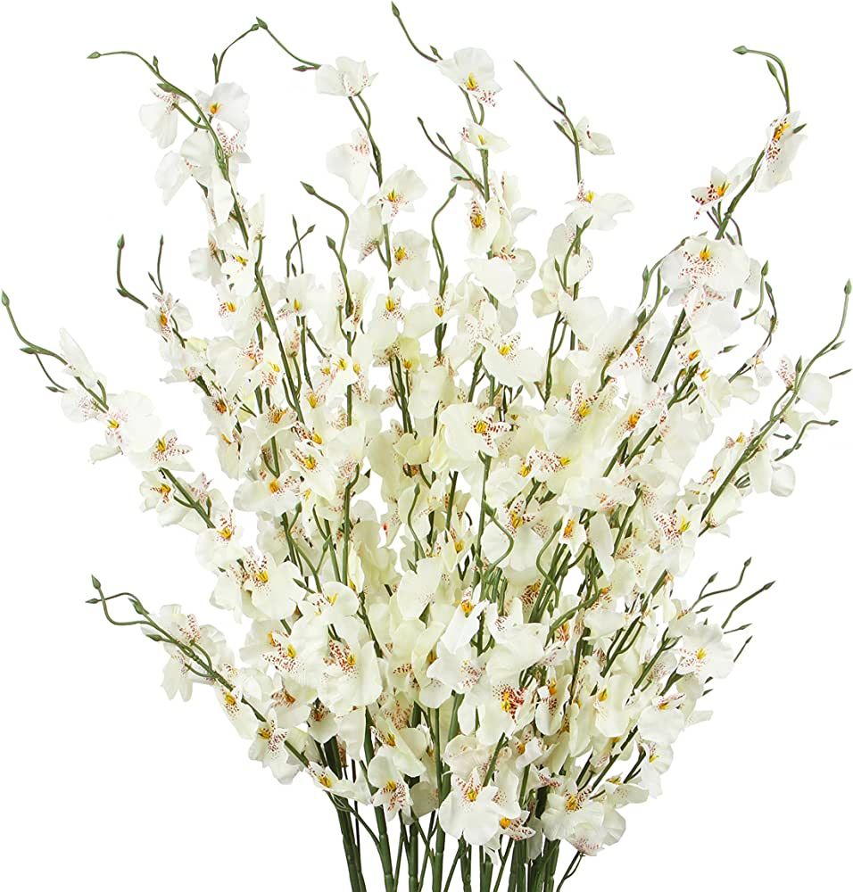 Orchids Artificial Flowers, 10 Bunches Fake Silk Flowers for Decoration, Long Stem Artificial Flo... | Amazon (US)