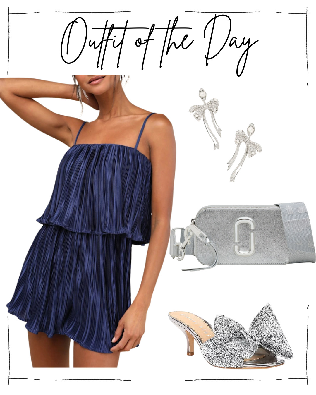 This pleated navy romper + sparkly silver accessories = the ultimate holiday party look! 💙✨ Whether it’s a date night, NYE party, or girls' night out, this outfit is a must-have. Obsessed with the glam bow heels and elegant silver crossbody—such a vibe! 🎀💃

💙 Shop the look on LTK! 💙
👗 Pleated Romper – Chic & comfy for any occasion
👠 Glitter Bow Heels – The ultimate statement piece
👜 Silver Crossbody – Sleek & versatile
💎 Dainty Bow Earrings – A touch of sparkle

Click the link in bio to shop my LTK! ✨

#LTKHoliday #LTKStyling #LTKOutfits #HolidayGlam #TrendyFashion #FashionFinds #StyleInspo #OOTD #WardrobeGoals #TrendyLooks #NYEOutfit #GirlsNightOut #DateNightStyle #ChicAndTrendy 

 #LTKParties #LTKStyleTip #LTKShoeCrush