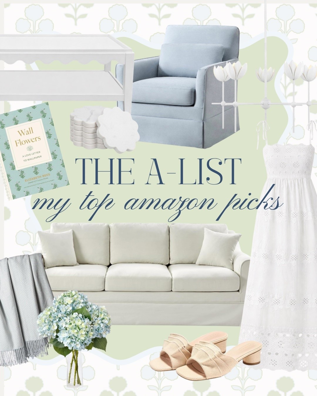 New Amazon finds! 

Grandmillennial home, Grandmillennial style, blue chair, scallop coffee table, faux hydrangeas, scallop decor, designer look, Serena and Lily style, Serena and Lily vibes 

#LTKHome