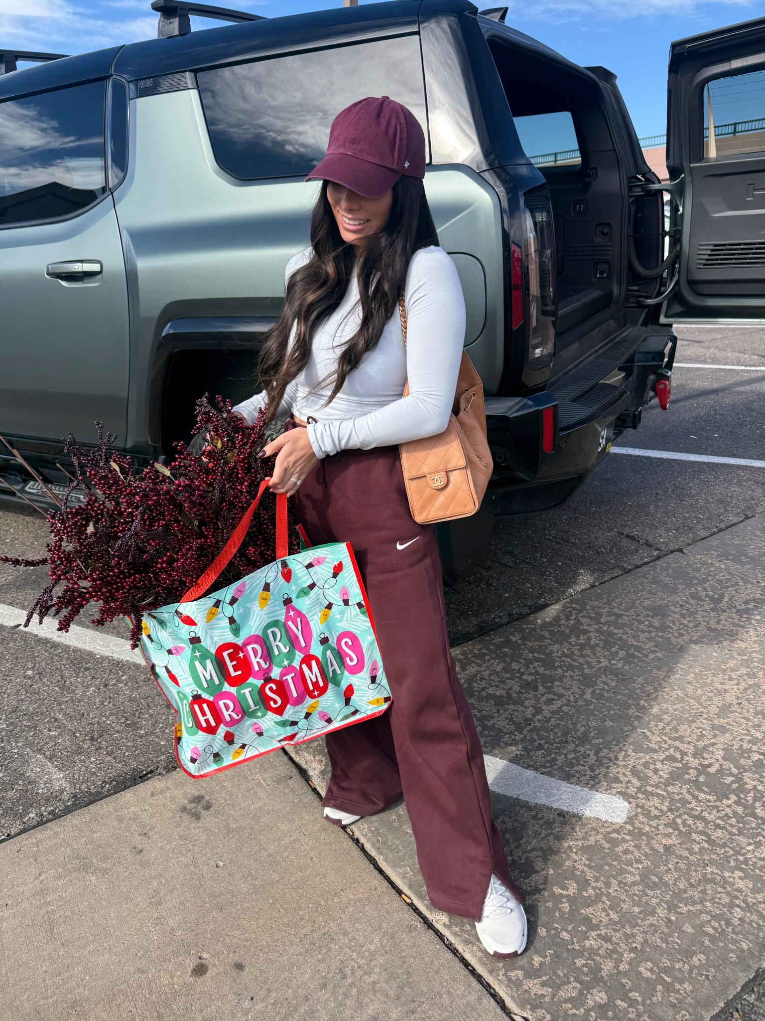 Burgundy is the color of the season! Outfit details linked below. These are my favorite hats and they come in so many different colors. Stems are from hobby lobby. 

#LTKStyleTip #LTKootd #LTKHoliday