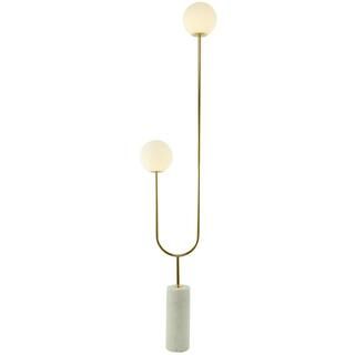 Litton Lane 73 in. Gold Marble Orb 2 Light Floor Lamp with Marble Base 042887 - The Home Depot | The Home Depot