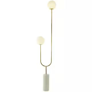 Litton Lane 73 in. Gold Marble Orb 2 Light Floor Lamp with Marble Base 042887 - The Home Depot | The Home Depot