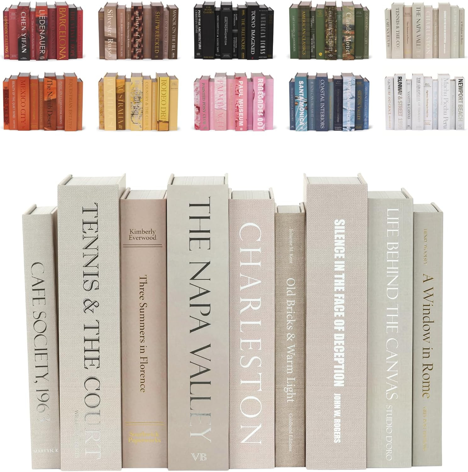 9 Faux Books Neutral - Decorative Box with Hidden Storage, Neutral Home Accessory, Bookshelf Accent, Coffee Table Book, Home Staging Accessory, Paper Wrapped Books | Amazon (US)