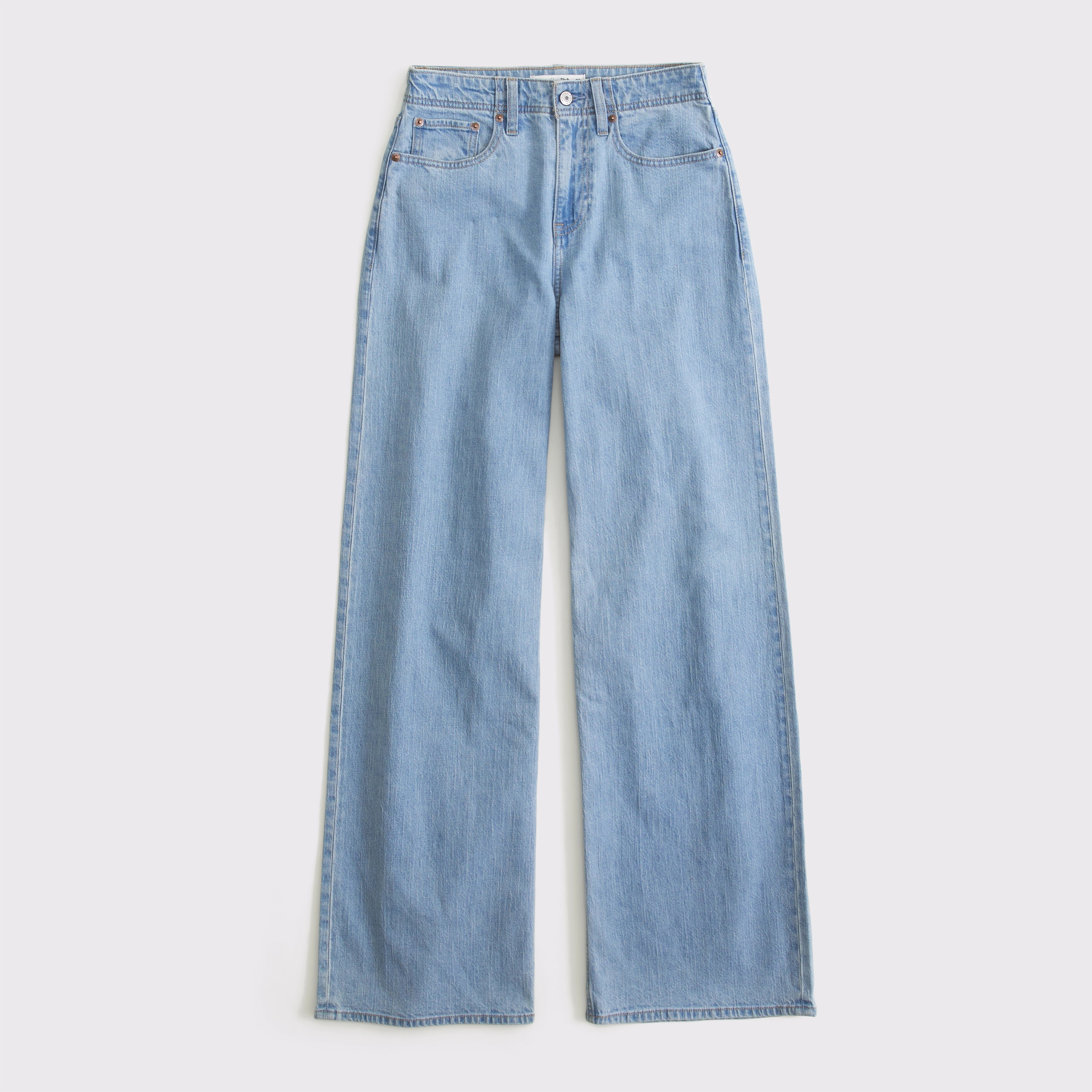 Linen-Blend Curve Love High Rise Wide Leg Jean | Abercrombie & Fitch (US)