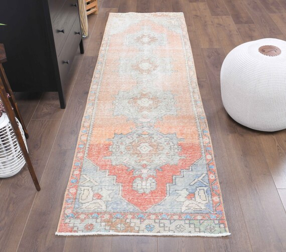 3x9 ANTIQUE TURKISH Runner, Oushak Handmade Wool Rug, Hallway Rugs, Farmhouse Decor, One-of-a-Kin... | Etsy (US)