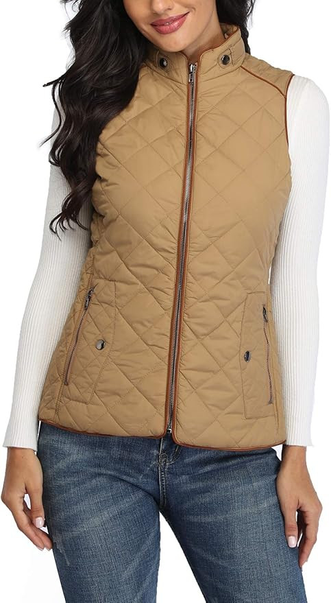 Women's Gilet Jacket Stand Collar Lightweight Quilted Zip Vest Bodywarmer Outdoor Gilet | Amazon (UK)