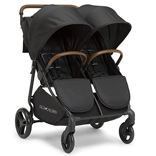 Delta Children Cruzer Double Stroller – Lightweight Side by Side with Reclining Seats, Extendable Canopies and Flat Fold, Black | Amazon (US)