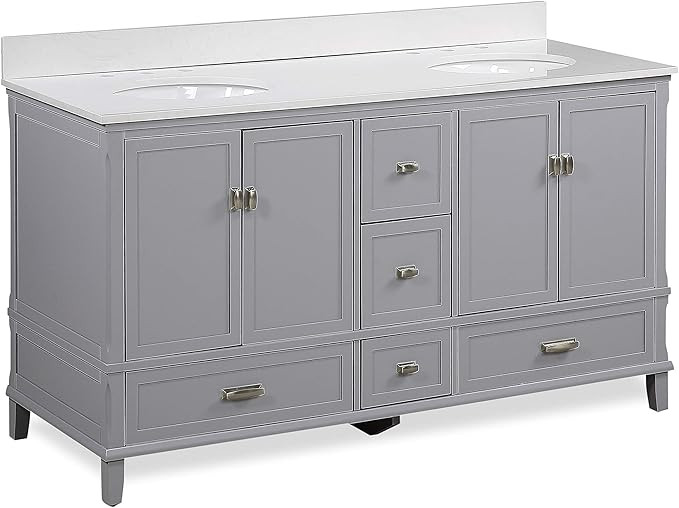 Dorel Living Otum 60 Inch Double Bathroom Vanity with Sink, Gray Wood | Amazon (CA)