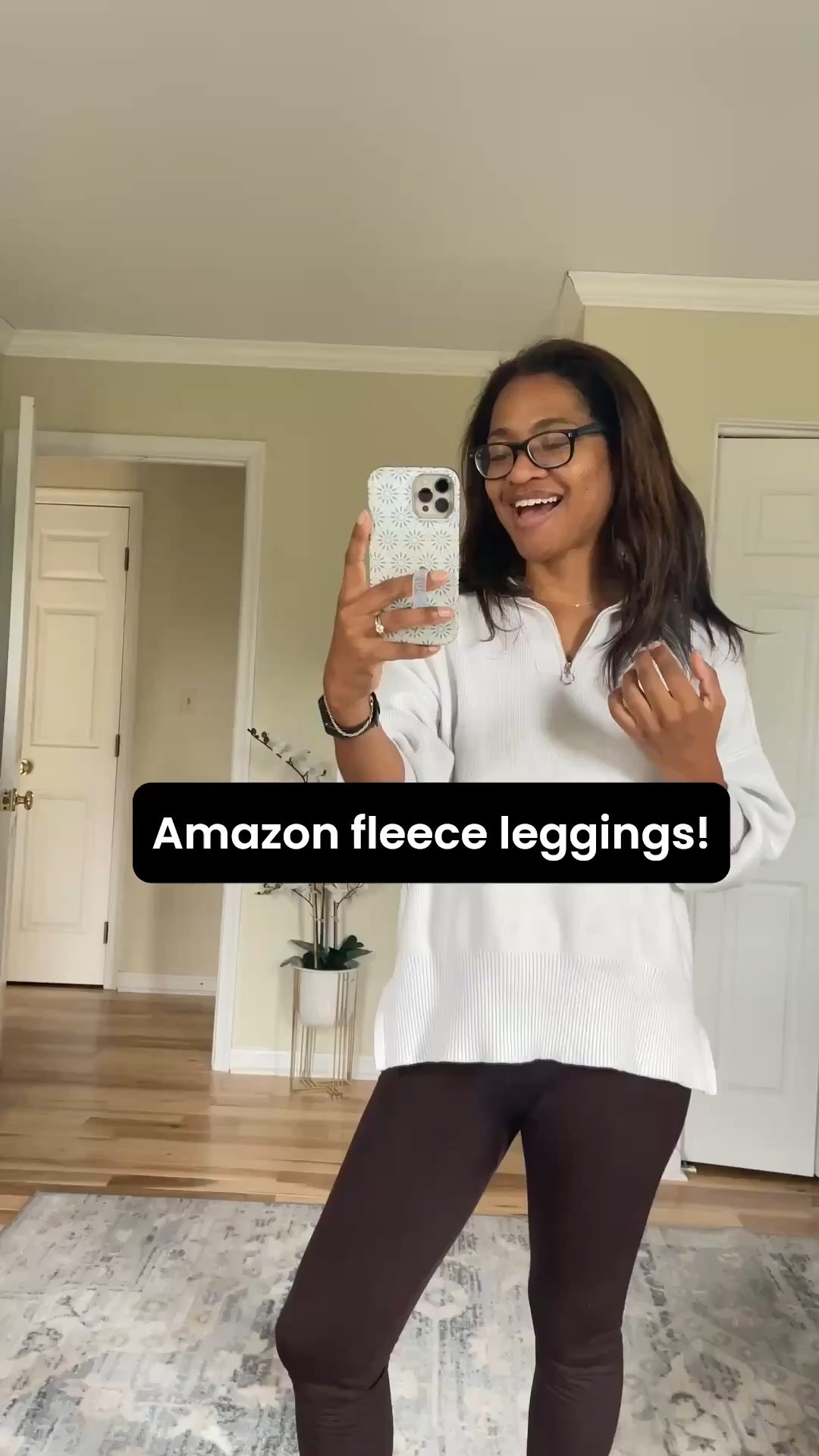 Amazon fleece lined leggings! So soft! And warm! Wearing a smalll

#ltkfindsunder50 #ltkover40 #ltkfindsunder100

