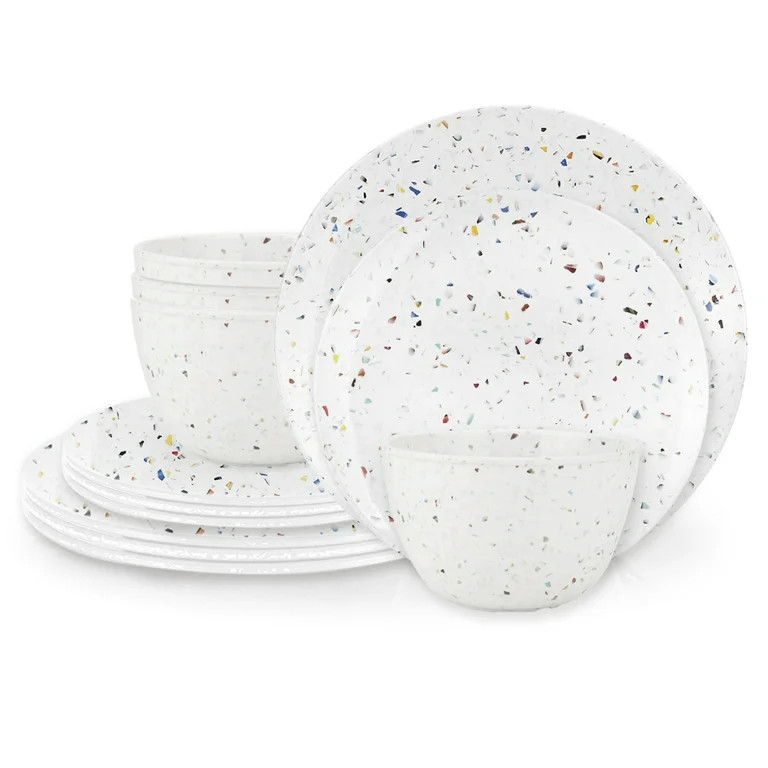 Zak Designs 12 Pieces Dinnerware Set Melamine Plastic Plates and Bowls, Service for 4, Durable an... | Walmart (US)