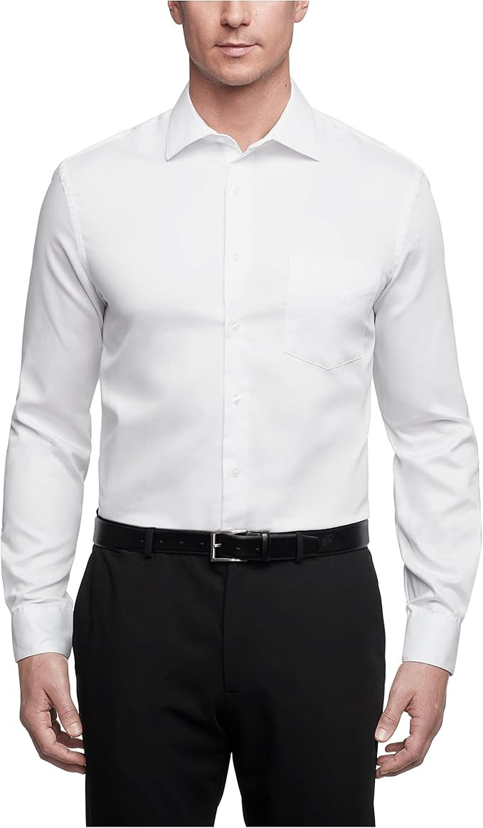 Van Heusen Men's Dress Shirts Regular Fit Lux Sateen Stretch Solid | Amazon (US)