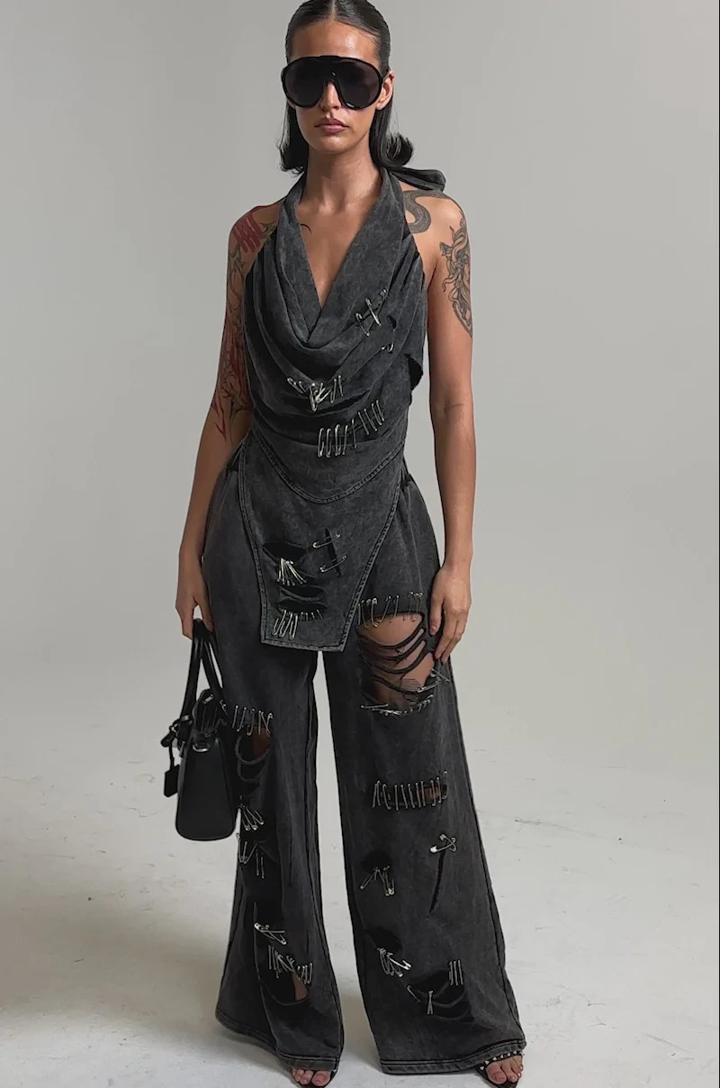 LEILA DISTRESSED COWL NECK TOP | AKIRA