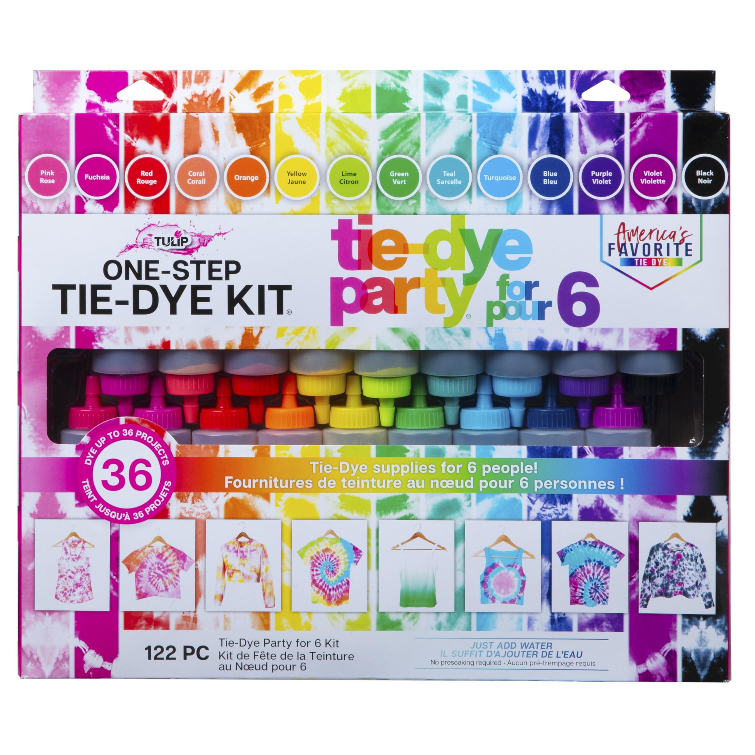 Tulip One-Step Tie-Dye Kit Party Supplies, 18 Bottles Tie Dye, Rainbow, 1 Count (Pack of 1) | Amazon (US)