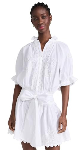 Juliet Dunn Women's Poplin Blouson Dress, White, M | Amazon (US)