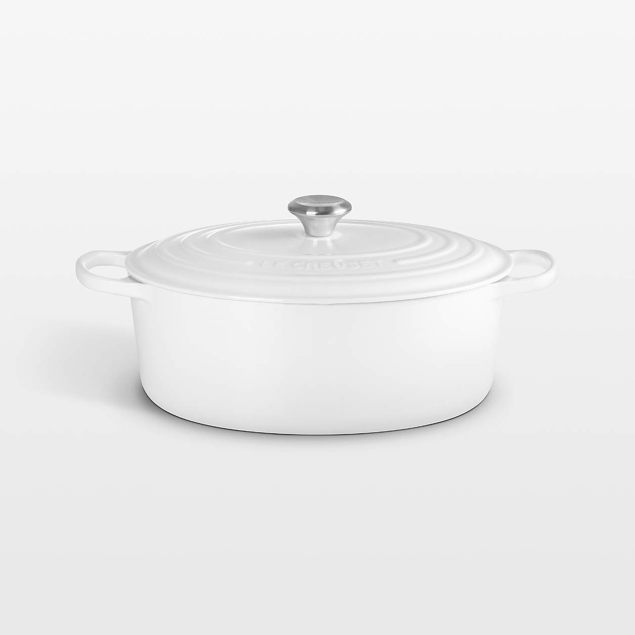 Le Creuset Signature 8-Qt. White Enameled Cast Iron Oval Dutch Oven + Reviews | Crate & Barrel | Crate & Barrel