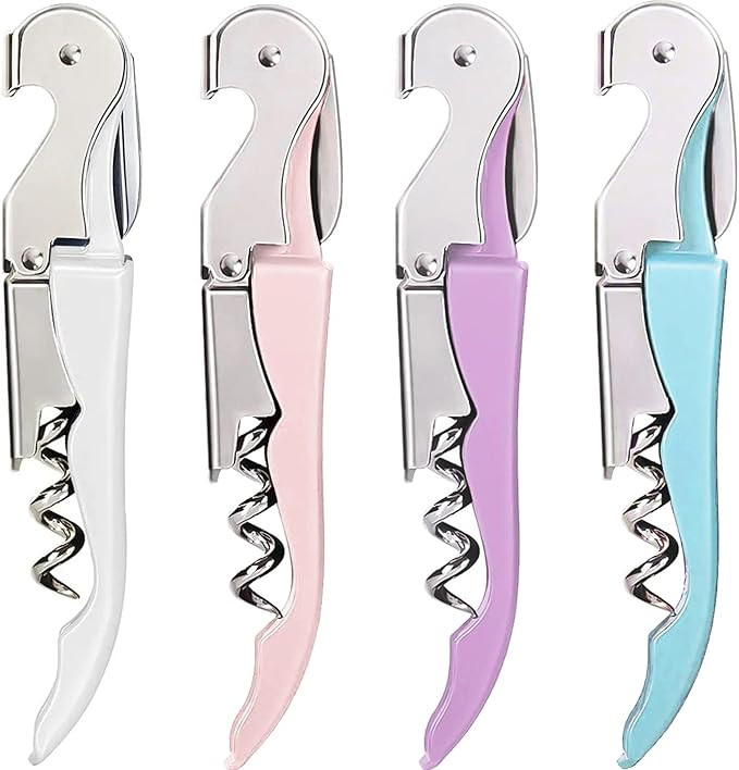 Waiter Corkscrew Wine Opener 4-Pack White Pink Aqua Blue Purple, HYZ Professional Wine Key for Se... | Amazon (US)