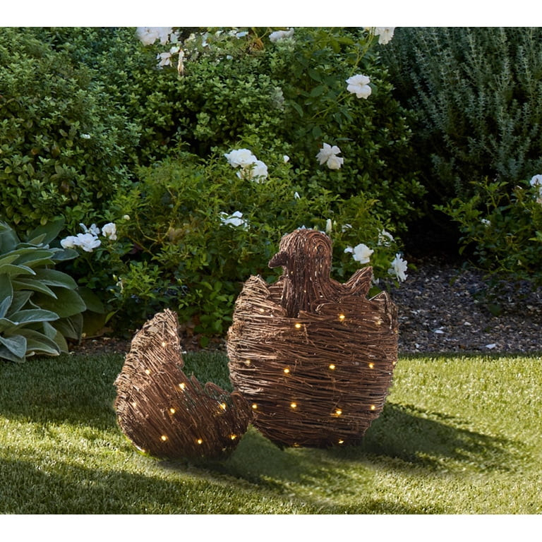 ValHome Lit Rattan Easter Collection Lit Chick Decor - 12" Woven Wicker Easter Chick with Warm LE... | Walmart (US)