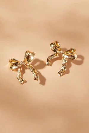 Wavy Detailed Bow Earrings in Gold | Altar'd State | Altar'd State
