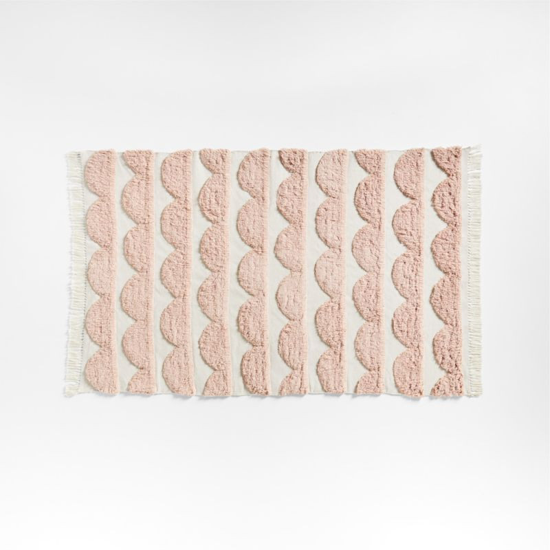 Oulu Kids Handwoven Pink and White Scallop Textured Kids Performance Rug with Fringe 5x8 + Review... | Crate & Barrel