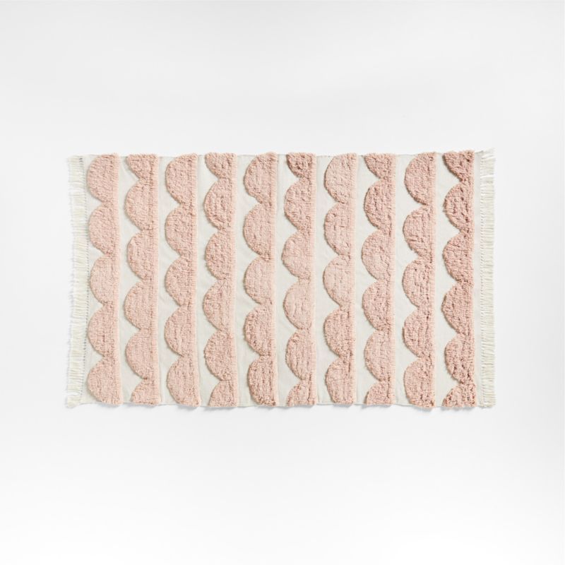 Oulu Kids Handwoven Pink and White Scallop Textured Kids Rug with Fringe 5x8 + Reviews | Crate & ... | Crate & Barrel