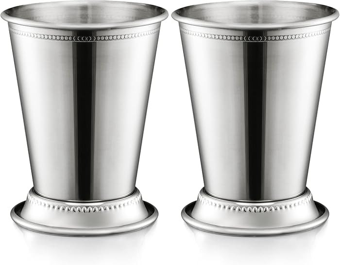 ZEAYEA Set of 2 Mint Julep Cups, Classic Stainless Steel Glasses for Party Bar Home Restaurant, 1... | Amazon (US)