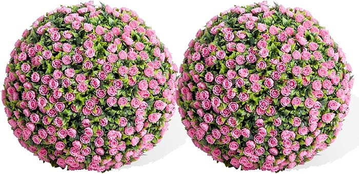 GarveeHome 15.7 in Artificial Topiary Flower Balls, Set of 2 Decorative Topiary Balls Hanging Gra... | Amazon (US)