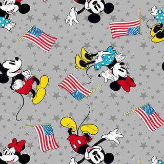 Disney® Mickey & Minnie Patriotic Flag Cotton Fabric in Gray | 43" | Michaels® | Michaels Stores